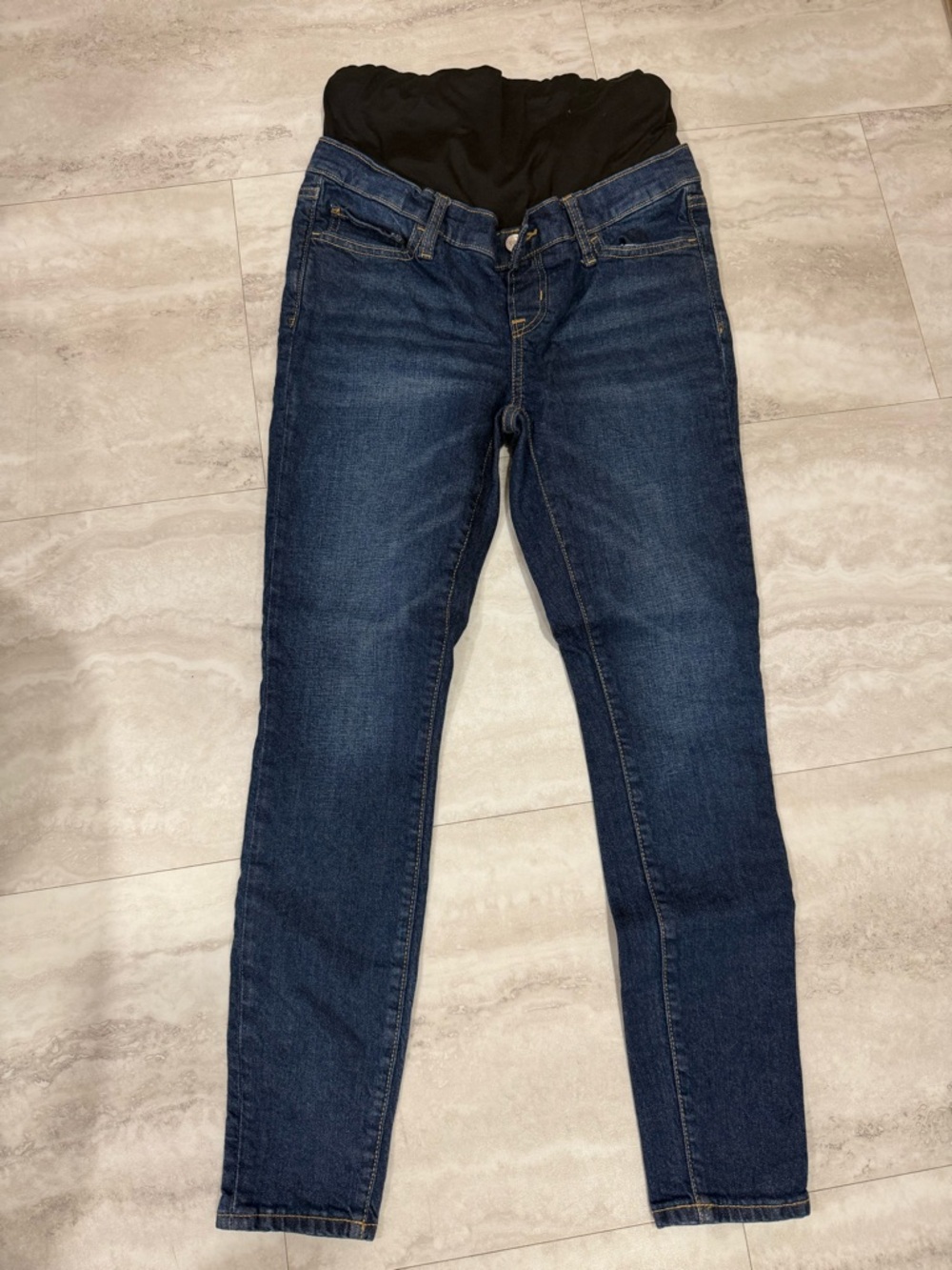 GAP Dark Blue Skinny Maternity Jeans with Black Waistband